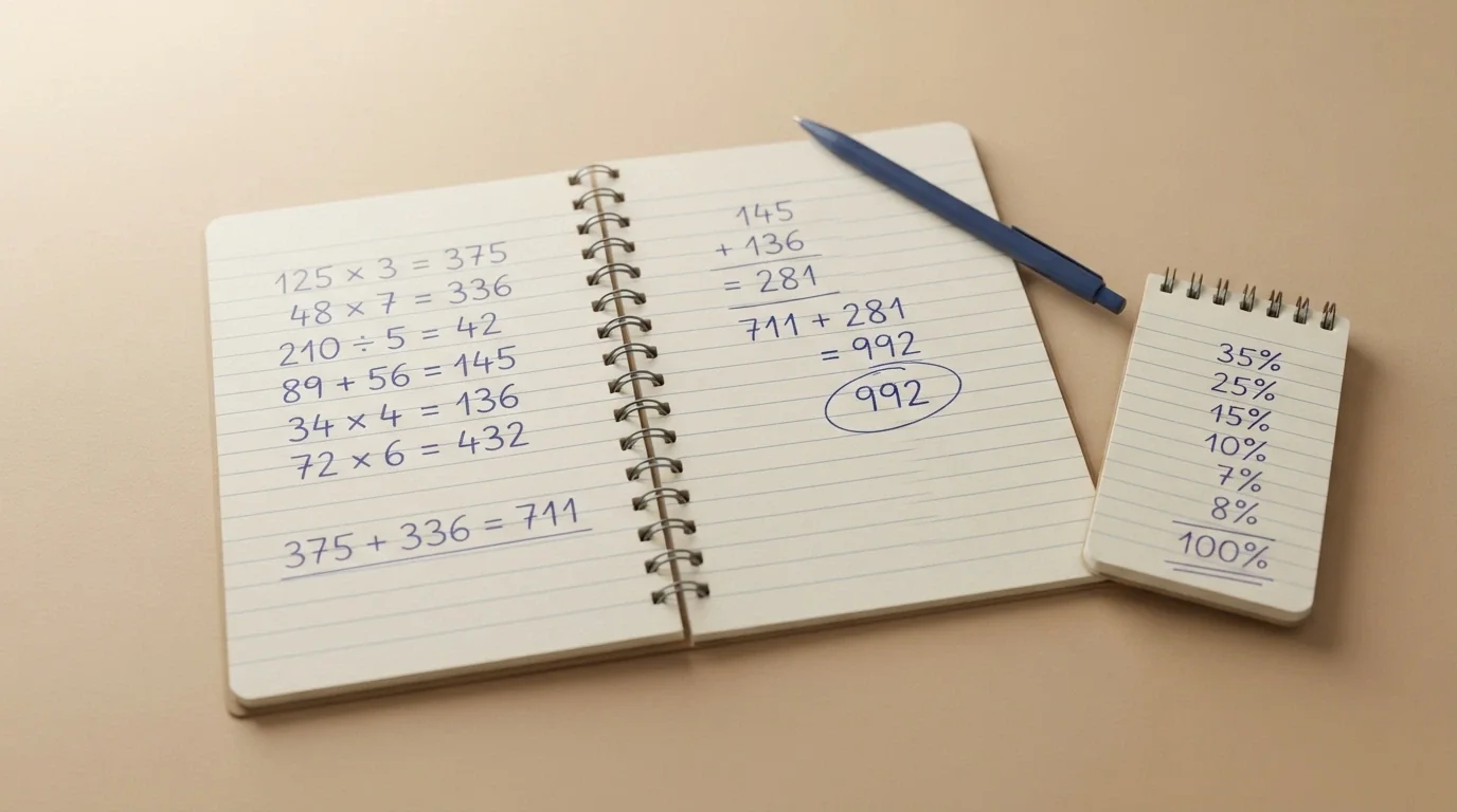Calculadora junto a una tabla con requisitos de apuesta de un bono de casino