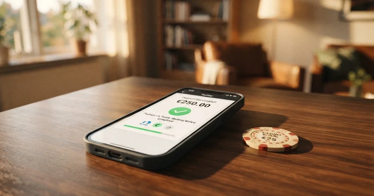 Un teléfono móvil mostrando la pantalla de pago de un casino online con el logo de CaixaBank Pay y una tarjeta bancaria