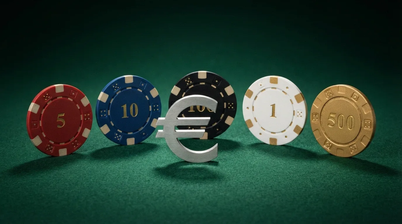 Varias fichas de casino online español alineadas con sus respectivos bonos de bienvenida visibles