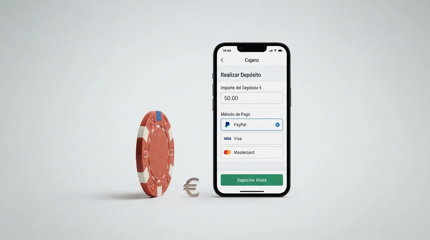 Logotipos de varios casinos online españoles ordenados sobre una tabla con columnas de depósito mínimo y método de pago
