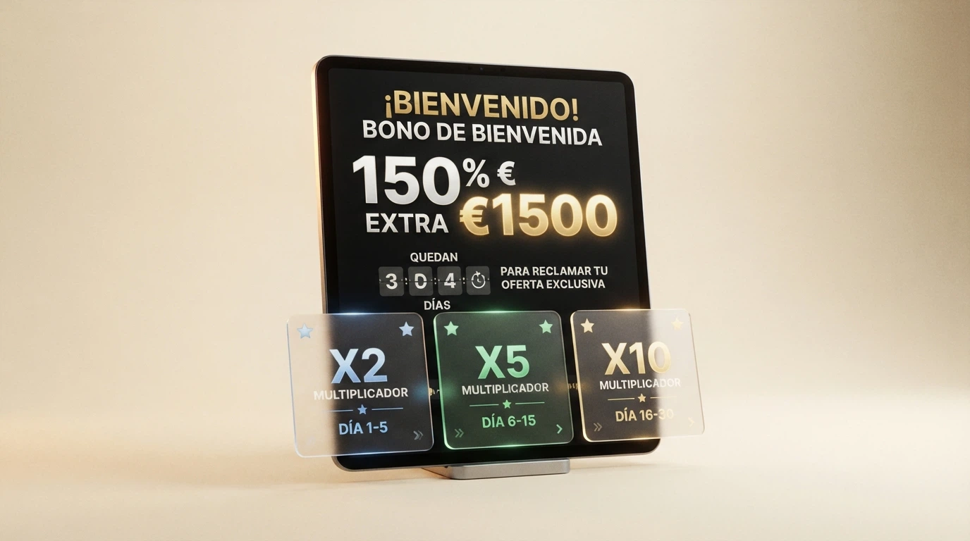 Pantalla de condiciones de un bono de bienvenida de bingo online donde se leen el porcentaje de igualación, el importe máximo del bono, el requisito de rollover (x20, x40 o x50) y el plazo de caducidad en días