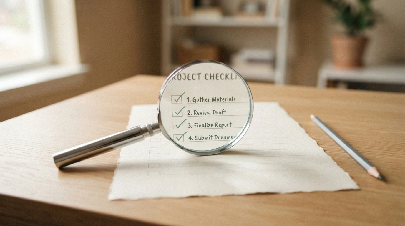 Una lupa sobre una lista de comprobación con los criterios (licencia, rollover, validez, retiro máximo) marcados con ticks