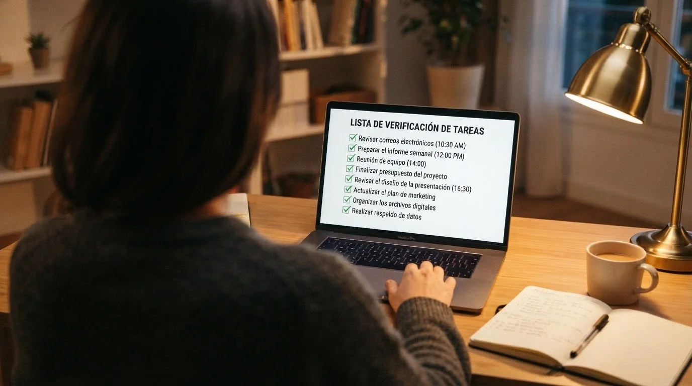 Jugador frente a una pantalla con una lista de comprobación con los criterios clave para evaluar una oferta de tiradas gratis