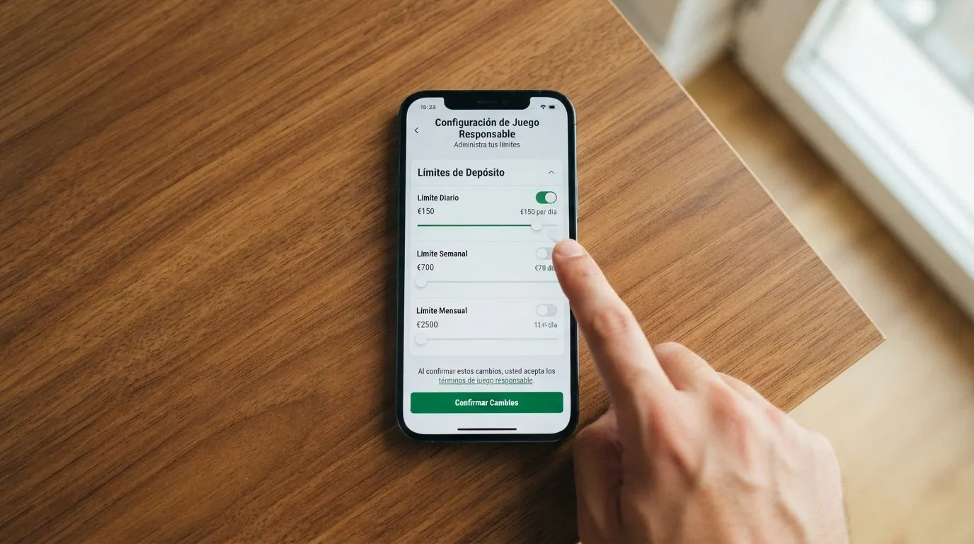 Pantalla de configuración de límites de depósito en la cuenta de un casino online español