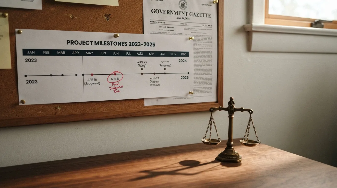 Un calendario abierto por abril de 2024 con el BOE y el escudo del Tribunal Supremo visibles al fondo