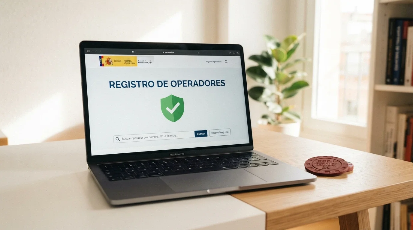 Captura del sitio web de la DGOJ (ordenacionjuego.es) con el buscador de operadores autorizados y el distintivo de dominio .es