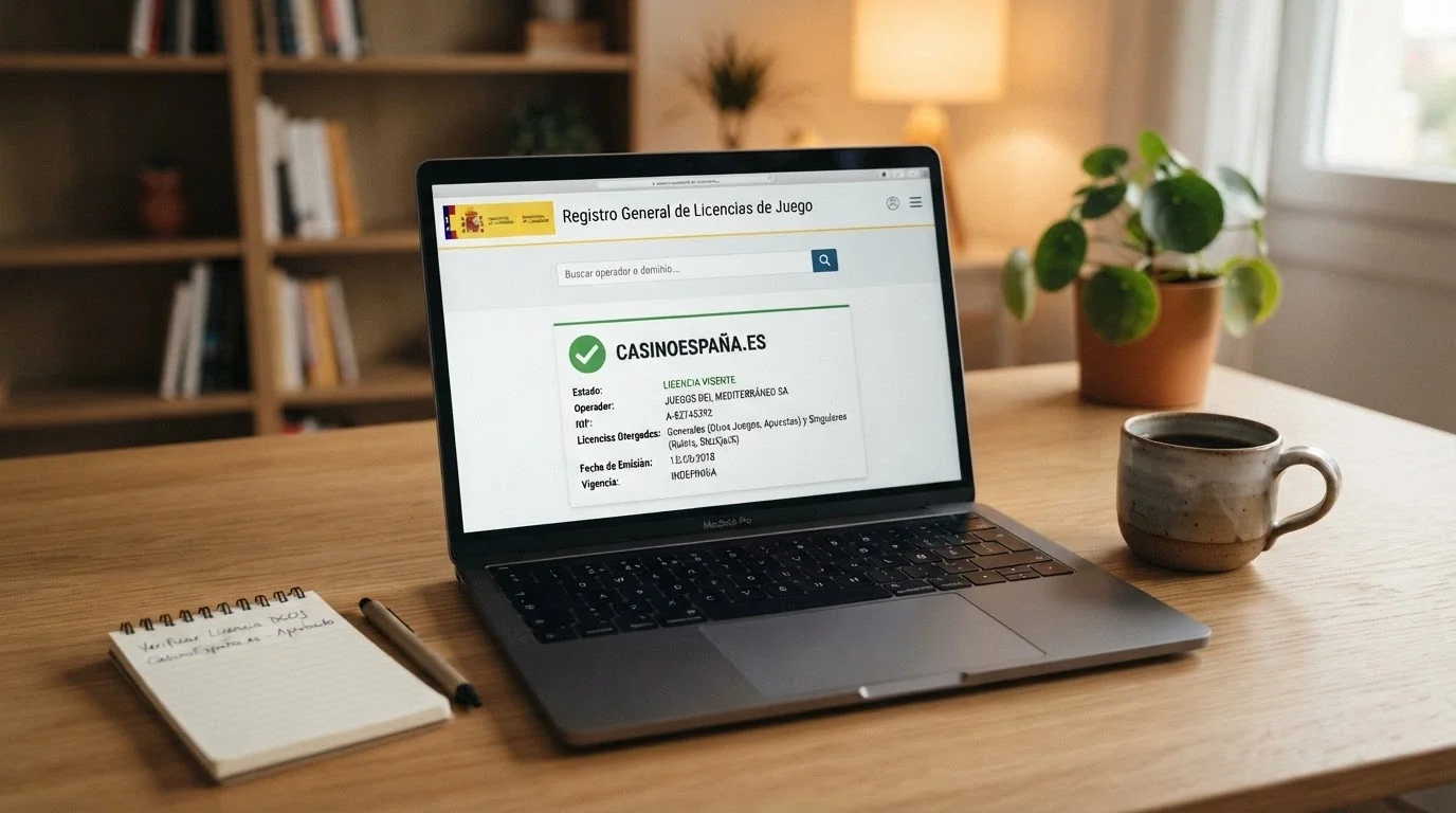 Captura del buscador público de operadores de ordenacionjuego.es con el resultado de un operador con licencia activa y sus datos de registro