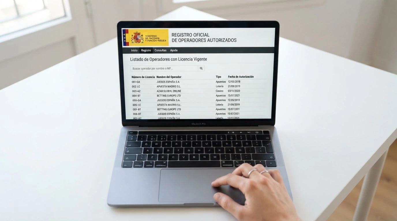 Una captura del registro público de la DGOJ en ordenacionjuego.es con el listado de operadores autorizados