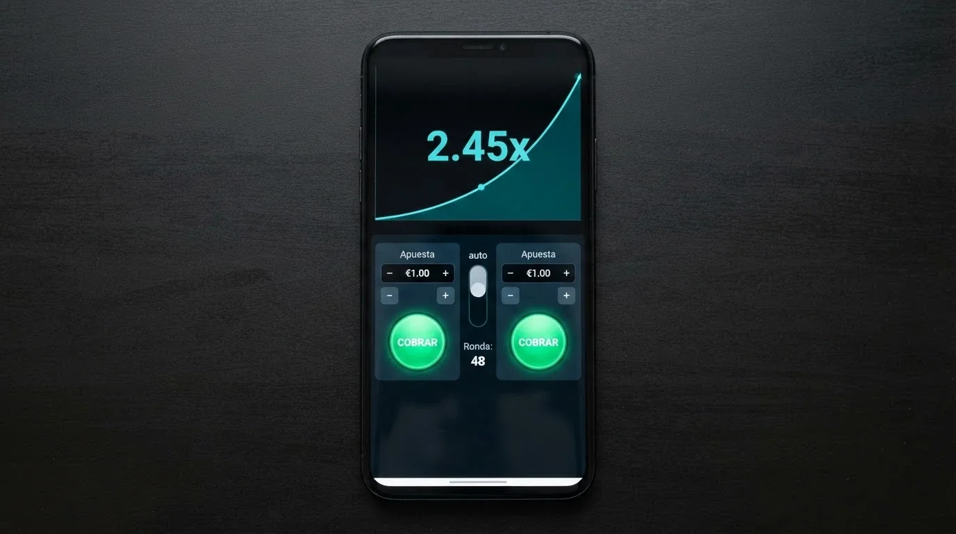 La interfaz de apuesta de Aviator mostrando los campos de dos apuestas simultáneas, el botón de auto-cashout y el panel de autoplay