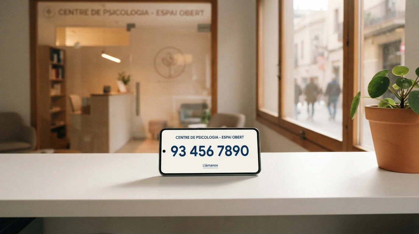 Un teléfono móvil mostrando el número 900 533 025 junto a la fachada de una asociación de ayuda contra la ludopatía